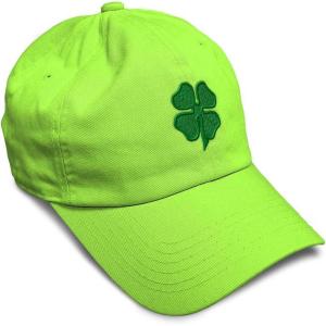 imageSoft Baseball Cap 4 Leaf Clover St Patricks Day Shamrock Cotton Celtic Clover Dad Hats for Men ampamp WomenLime Design Only