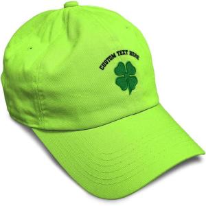imageSoft Baseball Cap 4 Leaf Clover St Patricks Day Shamrock Cotton Celtic Clover Dad Hats for Men ampamp WomenLime Personalized Text Here