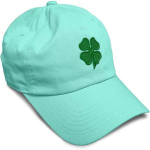 imageSoft Baseball Cap 4 Leaf Clover St Patricks Day Shamrock Cotton Celtic Clover Dad Hats for Men ampamp WomenMint Design Only