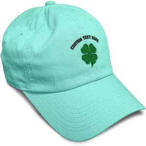 imageSoft Baseball Cap 4 Leaf Clover St Patricks Day Shamrock Cotton Celtic Clover Dad Hats for Men ampamp WomenMint Personalized Text Here