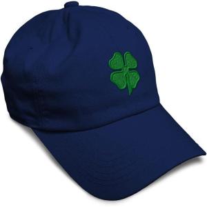 imageSoft Baseball Cap 4 Leaf Clover St Patricks Day Shamrock Cotton Celtic Clover Dad Hats for Men ampamp WomenNavy Design Only