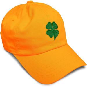 imageSoft Baseball Cap 4 Leaf Clover St Patricks Day Shamrock Cotton Celtic Clover Dad Hats for Men ampamp WomenOrange Design Only