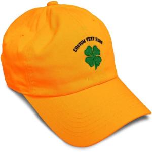 imageSoft Baseball Cap 4 Leaf Clover St Patricks Day Shamrock Cotton Celtic Clover Dad Hats for Men ampamp WomenOrange Personalized Text Here
