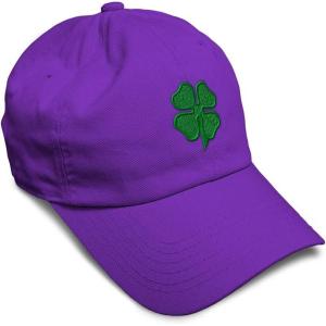 imageSoft Baseball Cap 4 Leaf Clover St Patricks Day Shamrock Cotton Celtic Clover Dad Hats for Men ampamp WomenPurple Design Only