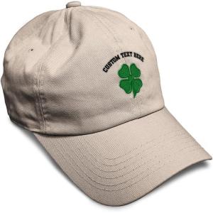 imageSoft Baseball Cap 4 Leaf Clover St Patricks Day Shamrock Cotton Celtic Clover Dad Hats for Men ampamp WomenStone Personalized Text Here