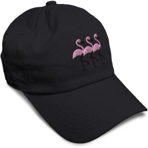 imageSoft Baseball Cap Pink Flamingos Embroidery Wild Animals Twill Cotton Dad Hats for Men ampamp WomenBlack Design Only