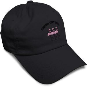imageSoft Baseball Cap Pink Flamingos Embroidery Wild Animals Twill Cotton Dad Hats for Men ampamp WomenBlack Personalized Text Here