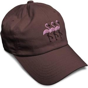 imageSoft Baseball Cap Pink Flamingos Embroidery Wild Animals Twill Cotton Dad Hats for Men ampamp WomenBrown Design Only