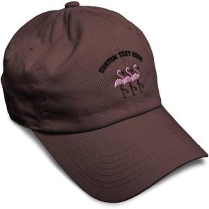 imageSoft Baseball Cap Pink Flamingos Embroidery Wild Animals Twill Cotton Dad Hats for Men ampamp WomenBrown Personalized Text Here