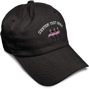 imageSoft Baseball Cap Pink Flamingos Embroidery Wild Animals Twill Cotton Dad Hats for Men ampamp WomenDark Denim Personalized Text Here