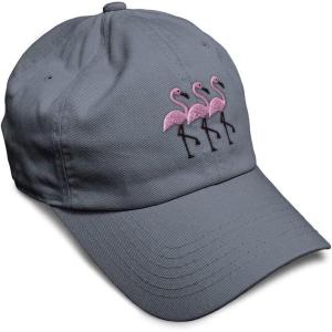 imageSoft Baseball Cap Pink Flamingos Embroidery Wild Animals Twill Cotton Dad Hats for Men ampamp WomenDark Grey Design Only