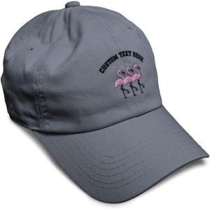 imageSoft Baseball Cap Pink Flamingos Embroidery Wild Animals Twill Cotton Dad Hats for Men ampamp WomenDark Grey Personalized Text Here