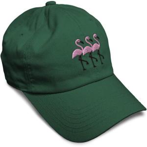 imageSoft Baseball Cap Pink Flamingos Embroidery Wild Animals Twill Cotton Dad Hats for Men ampamp WomenForest Green Design Only