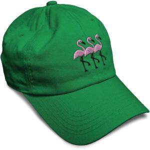 imageSoft Baseball Cap Pink Flamingos Embroidery Wild Animals Twill Cotton Dad Hats for Men ampamp WomenKelly Green Design Only