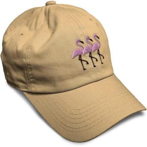 imageSoft Baseball Cap Pink Flamingos Embroidery Wild Animals Twill Cotton Dad Hats for Men ampamp WomenKhaki Design Only