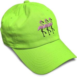 imageSoft Baseball Cap Pink Flamingos Embroidery Wild Animals Twill Cotton Dad Hats for Men ampamp WomenLime Design Only