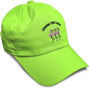imageSoft Baseball Cap Pink Flamingos Embroidery Wild Animals Twill Cotton Dad Hats for Men ampamp WomenLime Personalized Text Here