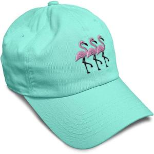 imageSoft Baseball Cap Pink Flamingos Embroidery Wild Animals Twill Cotton Dad Hats for Men ampamp WomenMint Design Only