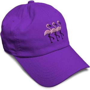 imageSoft Baseball Cap Pink Flamingos Embroidery Wild Animals Twill Cotton Dad Hats for Men ampamp WomenPurple Design Only