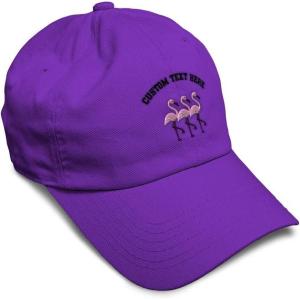 imageSoft Baseball Cap Pink Flamingos Embroidery Wild Animals Twill Cotton Dad Hats for Men ampamp WomenPurple Personalized Text Here
