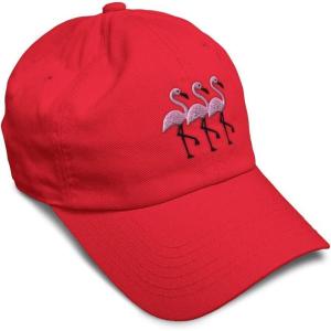 imageSoft Baseball Cap Pink Flamingos Embroidery Wild Animals Twill Cotton Dad Hats for Men ampamp WomenRed Design Only