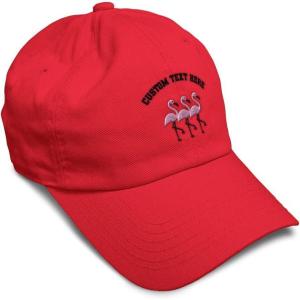 imageSoft Baseball Cap Pink Flamingos Embroidery Wild Animals Twill Cotton Dad Hats for Men ampamp WomenRed Personalized Text Here