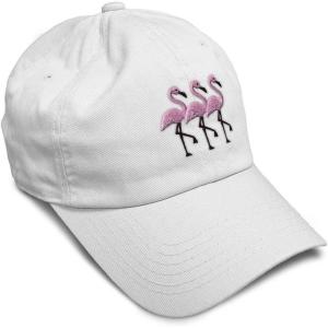 imageSoft Baseball Cap Pink Flamingos Embroidery Wild Animals Twill Cotton Dad Hats for Men ampamp WomenWhite Design Only