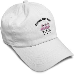 imageSoft Baseball Cap Pink Flamingos Embroidery Wild Animals Twill Cotton Dad Hats for Men ampamp WomenWhite Personalized Text Here