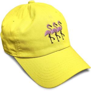 imageSoft Baseball Cap Pink Flamingos Embroidery Wild Animals Twill Cotton Dad Hats for Men ampamp WomenYellow Design Only