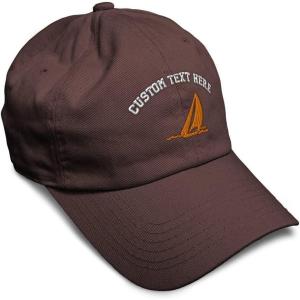 imageSpeedy Pros Soft Baseball Cap Sail Boat Sailing Captain Embroidery Boats Cotton Embroidered Dad Hats for Men ampamp WomenBrown Personalized Text Here