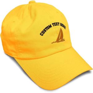 imageSpeedy Pros Soft Baseball Cap Sail Boat Sailing Captain Embroidery Boats Cotton Embroidered Dad Hats for Men ampamp WomenGolden Yellow Personalized Text Here