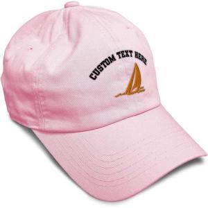 imageSpeedy Pros Soft Baseball Cap Sail Boat Sailing Captain Embroidery Boats Cotton Embroidered Dad Hats for Men ampamp WomenSoft Pink Personalized Text Here
