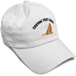 imageSpeedy Pros Soft Baseball Cap Sail Boat Sailing Captain Embroidery Boats Cotton Embroidered Dad Hats for Men ampamp WomenWhite Personalized Text Here