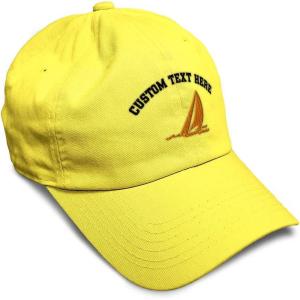 imageSpeedy Pros Soft Baseball Cap Sail Boat Sailing Captain Embroidery Boats Cotton Embroidered Dad Hats for Men ampamp WomenYellow Personalized Text Here