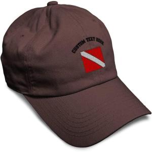 imageSpeedy Pros Soft Baseball Cap Sport Scuba Diving Flag Embroidery Cotton Dad Hats for Men ampamp WomenBrown Personalized Text Here