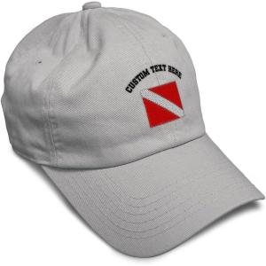 imageSpeedy Pros Soft Baseball Cap Sport Scuba Diving Flag Embroidery Cotton Dad Hats for Men ampamp WomenLight Grey Personalized Text Here