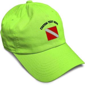 imageSpeedy Pros Soft Baseball Cap Sport Scuba Diving Flag Embroidery Cotton Dad Hats for Men ampamp WomenLime Personalized Text Here