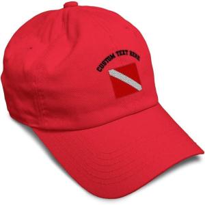 imageSpeedy Pros Soft Baseball Cap Sport Scuba Diving Flag Embroidery Cotton Dad Hats for Men ampamp WomenRed Personalized Text Here