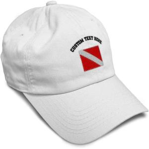 imageSpeedy Pros Soft Baseball Cap Sport Scuba Diving Flag Embroidery Cotton Dad Hats for Men ampamp WomenWhite Personalized Text Here