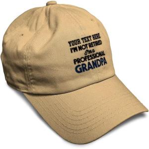 imageSoft Baseball Cap Retired Professional Grandpa Embroidery Grandfather Funny Cotton Dad Hats for Men ampamp WomenKhaki Personalized Text Here
