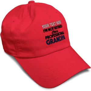 imageSoft Baseball Cap Retired Professional Grandpa Embroidery Grandfather Funny Cotton Dad Hats for Men ampamp WomenRed Personalized Text Here