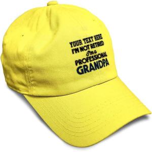 imageSoft Baseball Cap Retired Professional Grandpa Embroidery Grandfather Funny Cotton Dad Hats for Men ampamp WomenYellow Personalized Text Here