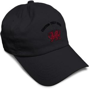 imageSoft Baseball Cap Wales Flag Dragon Seal Embroidery Europe Twill Cotton Dad Hats for Men ampamp WomenBlack Personalized Text Here