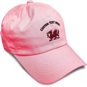 imageSoft Baseball Cap Wales Flag Dragon Seal Embroidery Europe Twill Cotton Dad Hats for Men ampamp WomenCoral Personalized Text Here