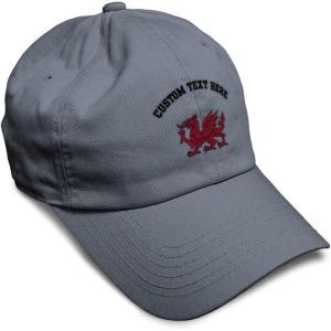 imageSoft Baseball Cap Wales Flag Dragon Seal Embroidery Europe Twill Cotton Dad Hats for Men ampamp WomenDark Grey Personalized Text Here