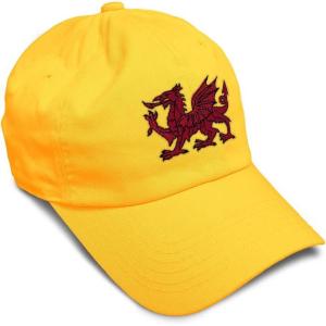 imageSoft Baseball Cap Wales Flag Dragon Seal Embroidery Europe Twill Cotton Dad Hats for Men ampamp WomenGolden Yellow Design Only