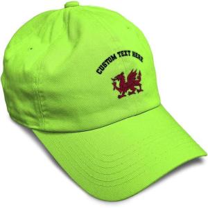 imageSoft Baseball Cap Wales Flag Dragon Seal Embroidery Europe Twill Cotton Dad Hats for Men ampamp WomenLime Personalized Text Here