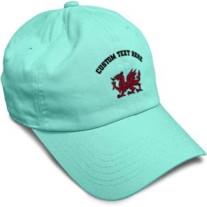 imageSoft Baseball Cap Wales Flag Dragon Seal Embroidery Europe Twill Cotton Dad Hats for Men ampamp WomenMint Personalized Text Here