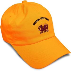 imageSoft Baseball Cap Wales Flag Dragon Seal Embroidery Europe Twill Cotton Dad Hats for Men ampamp WomenOrange Personalized Text Here
