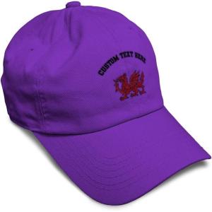 imageSoft Baseball Cap Wales Flag Dragon Seal Embroidery Europe Twill Cotton Dad Hats for Men ampamp WomenPurple Personalized Text Here